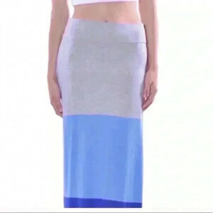 NEW color block maxi skirt with gray, light blue, and royal blue colors!